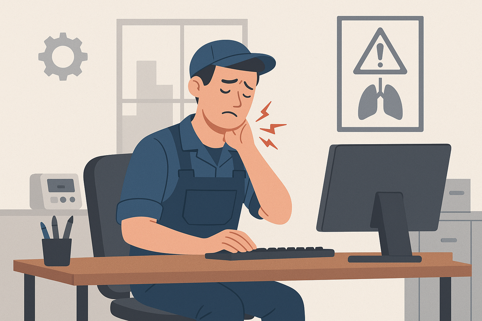 Professionnel présentant une douleur à l'épaule liée aux gestes de travail répétitifs